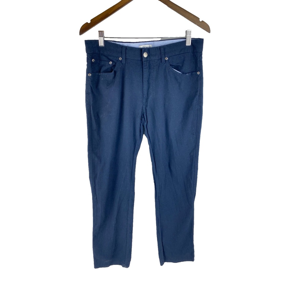Peter Millar Crown Pants Mens 32x30 Blue Mountainside Flannel Straight 5-Pocket